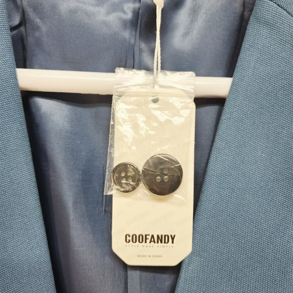 Coofandy Mens Blue Blazer Jacket Size L Button Closure